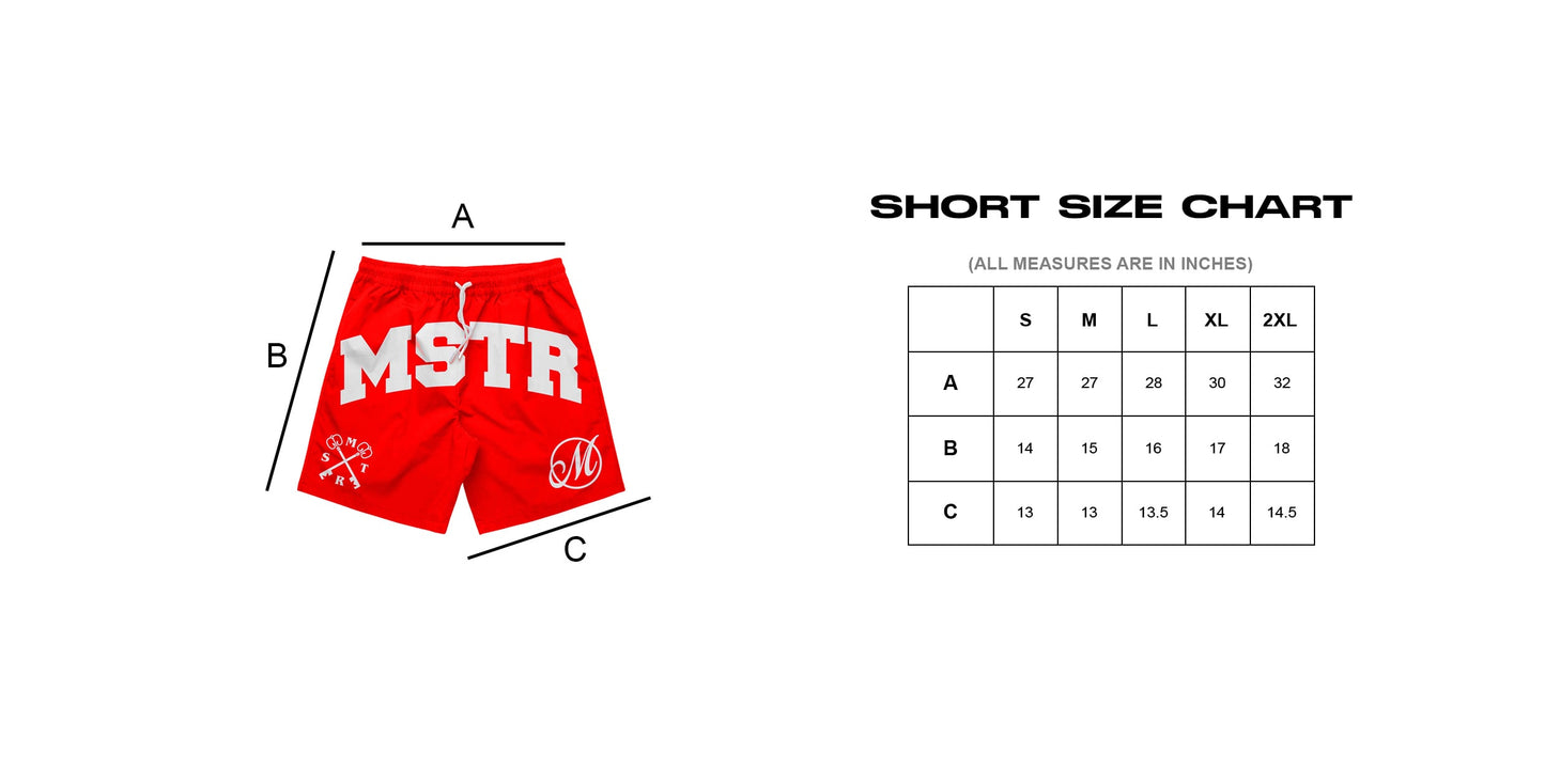 MSTR - ESCALATE COLLECTION "DECREE" EMBRO PATCH MESH SHORT (RED)