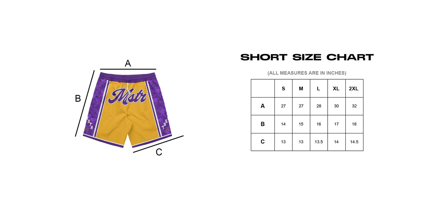 MSTR - WRANGLERS COLLECTION "LAKERS" MESH SHORT (YELLOW)